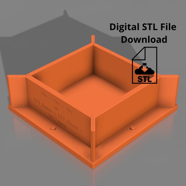 Square Mold Housing STL, 7 in x 7 in x 3 in Reusable Mold Housing w/Base Locking Sides, Silicone Mold Housing, Silicone Only (Digital)