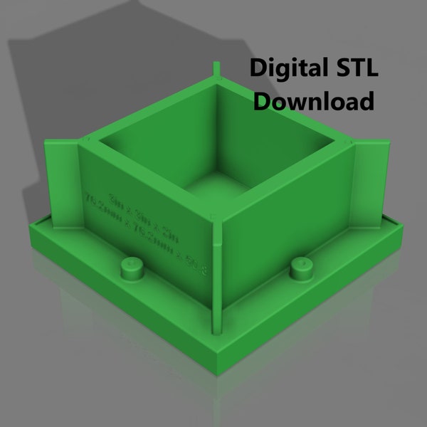 Square Mold Housing STL, 3in x 3in x 2in Reusable Mold Housing w/Base Locking Sides, Silicone Mold Housing, Silicone Only (Digital Download)