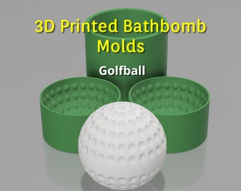3D Printed 3 piece 2in Round Golfball Bath Bomb, Golf Bathbomb Mold, Spring Mold, Sports Mold Bath Bomb with Slide in Grove Guide Line