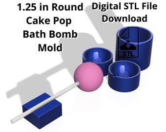 1.25in Cake Pop Bath Bomb Mold STL File, 3D Print (Digital Download)