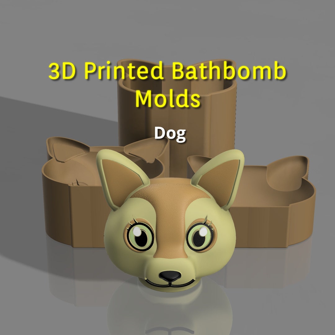 3D Printed 3 Piece Dog Bathbomb Mold Dog Bath Bomb Mold Dog Etsy