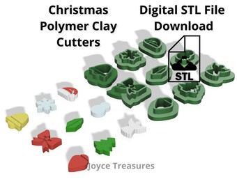 Kerst polymeerklei uitstekers, 0,5 inch, STL-bestand (digitale download)