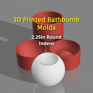 3D Printed 3 piece 2.25 Round Indent Bath Bomb Mold 2.25in Indent Bathbomb Mold (unicorn, drink)