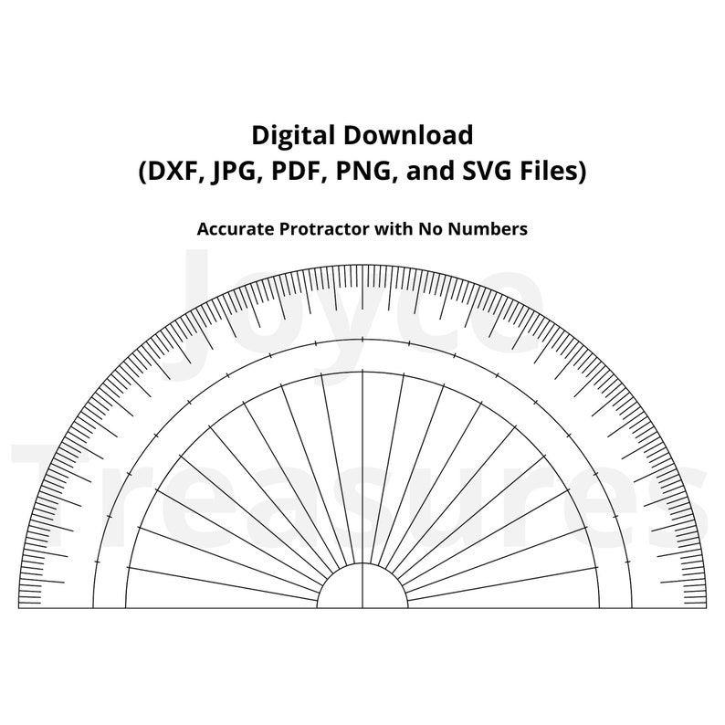 Protractor Dxf Jpg Png Svg and Pdf Files Accurate No Etsy