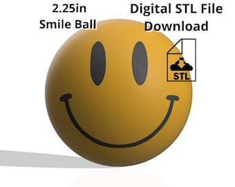Smiley Face Ball STL File, 3D Printer Model (2.25 inch) (Digital Download)