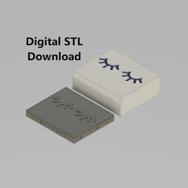 Soap Stamp STL, 3 inch Eyelash Soap Stamp with Guide Ruler (Eyes Closed, Lashes Down) Eyelash polymer clay stamp (Digital Download)