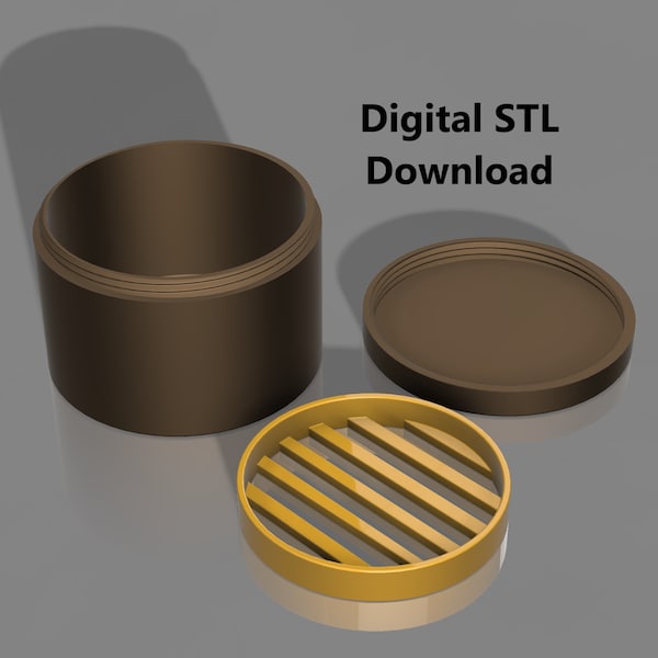 STL file for Basic Shampoo Bar Box for 2.5in Shampoo Bar Puck, soap travel box (Twist on Lid, Tray) 3D Printer File (Download) FDM Printers