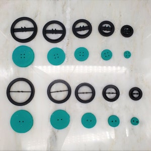 Button Polymer Clay Cutters, Button Clay Cutters, Button Playdough Cutters 1.5in, 1.25in, 1in, 0.75in, 0.5in (4 - 2mm Holes/2 - 2mm Holes)