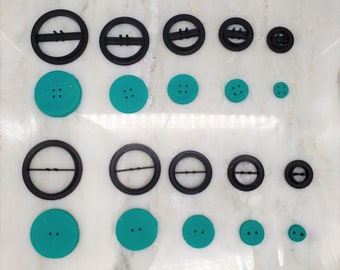 Button Polymer Clay Cutters, 2 or 4 - 2mm holes (0.5-1.5in)