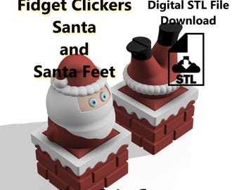 File STL di Fidget Clicker a forma di Babbo Natale e Piedi di Babbo Natale, Clicker a tema natalizio e festivo per stampanti FDM (Download digitale)