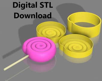 Archivo STL para molde de bomba de baño con forma de piruleta, molde de bomba de baño con forma de piruleta, molde de bomba de baño con forma de caramelo, molde de bomba de baño de verano (descarga digital)