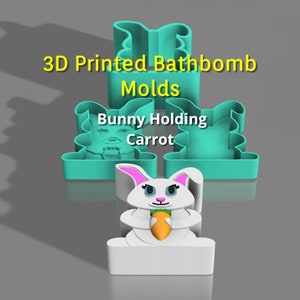 3D Printed 3 piece Bunny Bath Bomb Mold, Bunny Bathbomb Mold, Bunny and Carrot bathbomb Mold (Easter, Rabbit, Holiday, Seasonal)