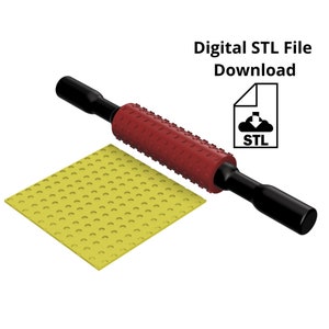 May include: A red and black textured roller with a yellow square textured mat. Digital STL File Download.