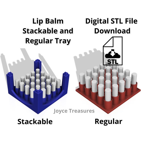 STL File lip balm Tray, lip balm Storage Tray, Stackable Tray for lip balm, lip gloss Tray, lip gloss Storage Tray, Stackable Tray lip gloss