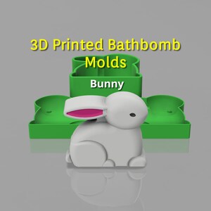 3D Printed 3 piece Bunny Bath Bomb Mold, Bunny Bathbomb Mold, Rabbit Bathbomb Mold (Easter, Holiday, Seasonal)