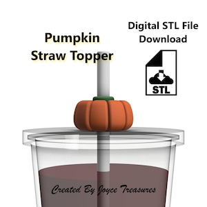 STL File for Pumpkin Straw Topper, Halloween Topper, File for 3D Printer (Halloween, Fall, Seasonal) (Digital Download) FDM Printer