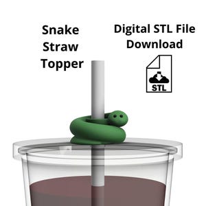 STL for Snake Straw Topper, Snake Topper, Reptile Straw Topper, STL File for 3D Printer Digital Download FDM Printer