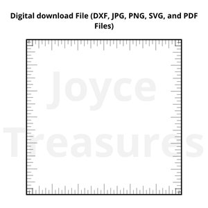 May include: A black and white digital download file of a ruler with the text "Joyce Treasures" inside the ruler.
