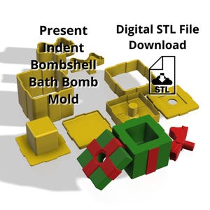 Present Bath Bomb Mold STL File, Nine-Piece Indent Bombshell (Digital Download)