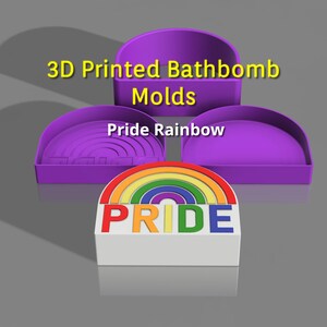 3D Printed 3 piece Pride Bathbomb Mold, Pride bath bomb Mold, Pride Rainbow Bathbomb Mold, LGBT Bathbomb Mold