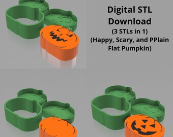 Pumpkin Bath Bomb Mold STL File - 3-in-1 Happy, Scary, Plain (Digital Download)