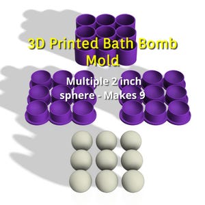 Three piece 2 in round sphere bath bomb mold, 2in Four Sphere Bath Bomb Mold, 2in Multiple sphere mold, Multi bomb mold