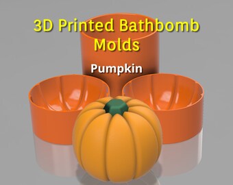 3D Printed 3 inch Round Plain Pumpkin Bath Bomb Mold with Slide in Grove Guide Line (Seasonal, Halloween, Fall)