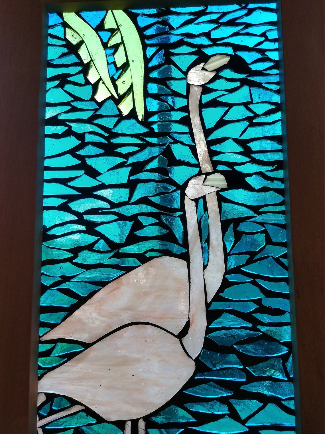 Stained Glass Mosaic Flamingos Window Hanging Flamingo Art | Etsy