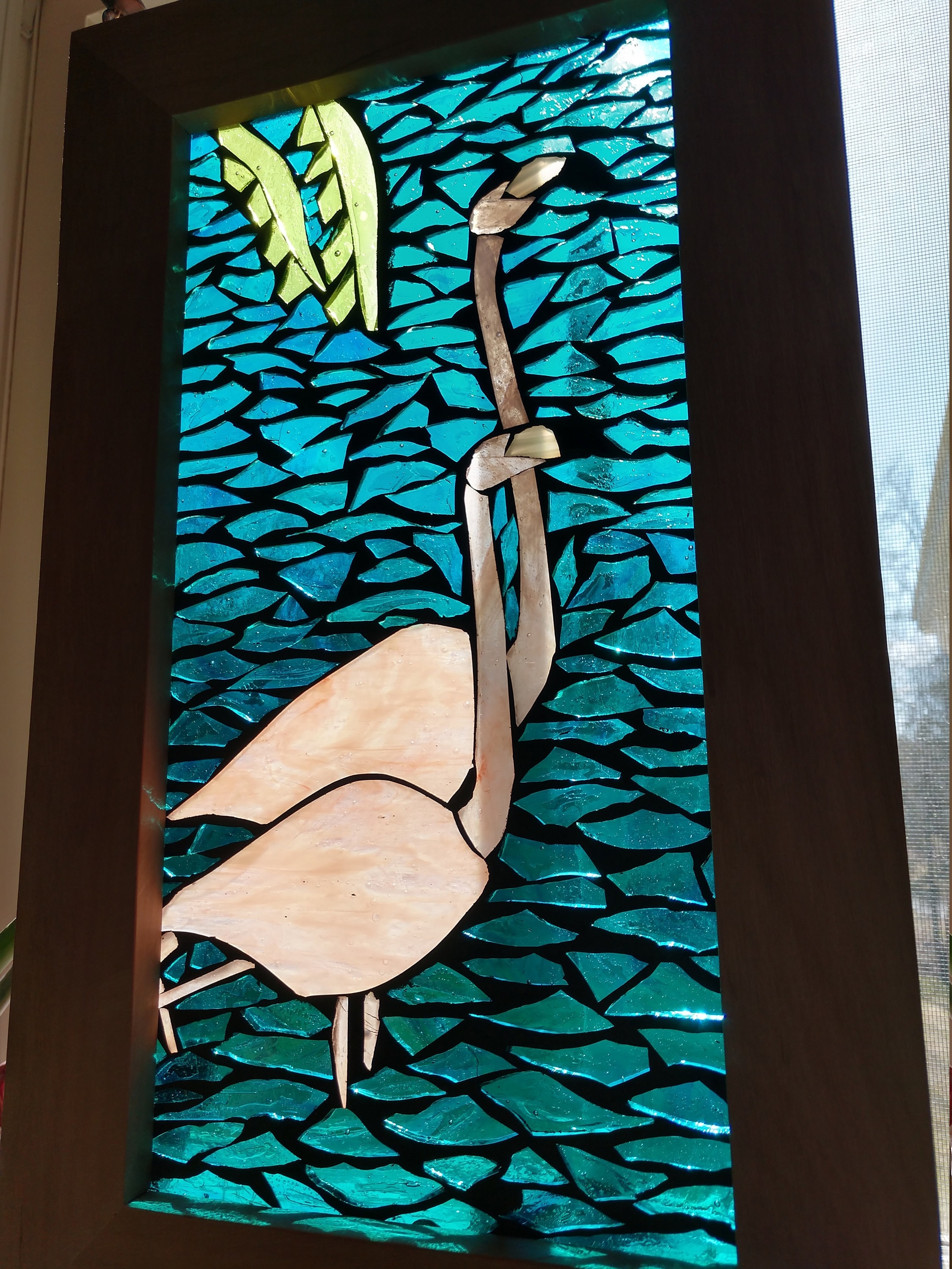 Stained Glass Mosaic Flamingos Window Hanging Flamingo Art | Etsy