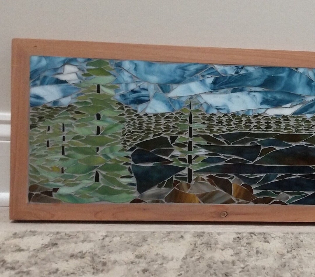 Lake and Trees Mosaic, Wall Hanging, Nature Hanging, Mosaic Art Etsy