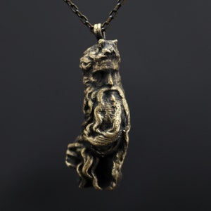 Moses Bronze Necklace, Man Bronze Necklace, Oxidized Bronze Necklace, Sculpture Necklace, Renaissance Michelangelo Necklace, Renaissance