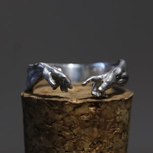 Hand of God Giving Life to Adam Ring, Creation of Adam, Unique and Meaningful, Creation of Adam Hand Gesture Ring, Christmas Gift