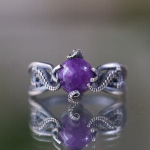 Amethyst 925 Silver Ring, Octopus 925 Oxidized Silver Ring, Amethyst Handmade Silver Ring, Animal Amethyst Ring, Amethyst Silver Ring