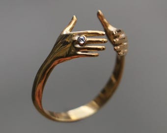 Gold Plated Hand Ring, 925 Silver Hand Ring, Complementary Ring, Ring Beautifies the Combination, Ring Set, Minimalist Moissanite