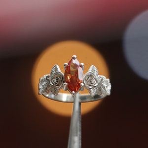 Marquise Citrine Leaf 925K Silver Ring, Leaf Ring, Dainty Ring, Minimalist Ring, Stackable Ring, Delicate Ring, Silver Ring,Dainty Leaf Ring
