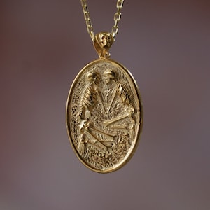 Till Death Do Us Part, Gift For Her, 925 Silver Gold Plated Medallion Necklace, Locket Pendant, Gold Jewelry, 925k Sterling Silver Necklace