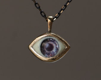 Mini collier pour les yeux, collier pour les yeux maléfiques, pendentif pour les yeux bleus, collier pour les yeux bleu profond, cadeau pour elle, collier de charme, collier pour les yeux en verre