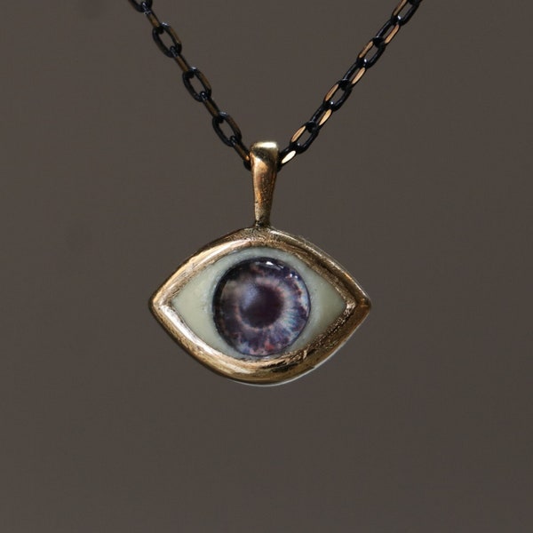 Mini collier pour les yeux, collier pour les yeux maléfiques, pendentif pour les yeux bleus, collier pour les yeux bleu profond, cadeau pour elle, collier de charme, collier pour les yeux en verre