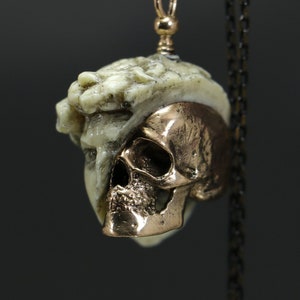 David and Skull, Renaissance Jewelry, Fine Arts Jewelry, Sculpture Necklace, Art Necklace, Art Lover Gift, Art Gift, Necklace Art, Fine Art