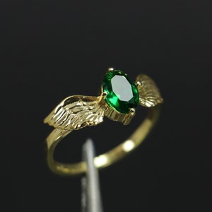 Gorgeous Emerald Jewelry, Solid Gold Emerald Engagement Ring, 1-2CT Tiny Emerald Women&#39;s Ring, Mother&#39;s Day Gift Ring, Emerald Wedding Ring
