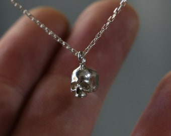 925 Sterling Silver Minimalist Skull Necklace, Gothic Skull Necklace Pendant, Punk Skull Necklace Pendant, Gothic Necklace, Skeleton Pendant