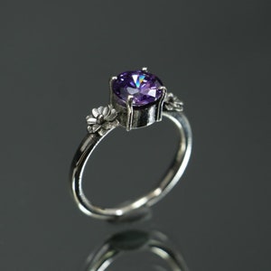 925K Silver Amethyst Ring, Sterling Silver Lotus Ring, Amethyst Silver Rings, Lotus Amethyst Ring, Engagement Rings, Lotus Ring For Woman