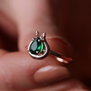 Rose Gold Snake Ring | Emerald 925 Sterling Silver, Emerald Serpent Ring, Witchcraft Jewelry, Gift for Her