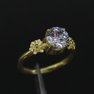 2 CT Round Cut Moissanite Engagement Ring, 14k Solid Gold Engagement Ring, 4 Prong Solitaire Moissanite Ring, Round Solitaire Engagement