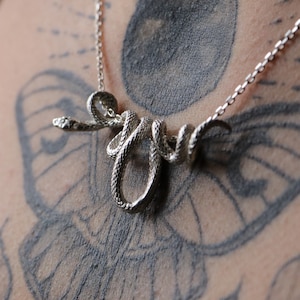 Snake 925 Silver Necklace, Snake Handmade Sterling Silver Necklace, Snake Silver Pendant Handmade, Animal Lover Necklace, Men Necklace image 2