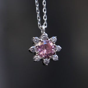 Pink Quartz Minimalist 925 Silver Sun Necklace, Rose Quartz Sun Necklace, 925 Sterling Silver Sun Pink Quartz Pendant, Pink Sun Pendant