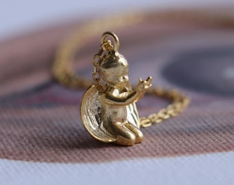 Collier bébé ange priant en plaqué or, pendentif chérubin