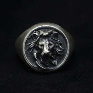 Lion 925 Sterling Silver Handmade Ring Best Friend Gift,Oxidized Silver Lion Ring, African Lion Boho 925 Sterling Silver Ring Gift for Dad