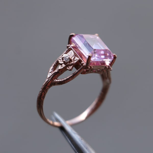 Pink Quartz Rose Gold Ring, Natural Rose Quartz Ring - 18K Gold Vermeil Ring, Adjustable Pink Crystal 925 Silver Ring, Promise Birthstone