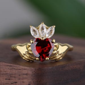 Sterling Silver Claddagh Ring: 14k Gold Plated Celtic Irish Jewelry